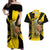 Colombia Heritage Couples Matching Off Shoulder Maxi Dress and Hawaiian Shirt with Yellow Black Flag Map and City Street Art - Wonder Print Shop