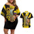Colombia Heritage Couples Matching Off Shoulder Short Dress and Hawaiian Shirt with Yellow Black Flag Map and City Street Art - Wonder Print Shop