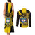 Colombia Heritage Couples Matching Tank Maxi Dress and Long Sleeve Button Shirt with Yellow Black Flag Map and City Street Art - Wonder Print Shop