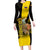 Colombia Heritage Family Matching Long Sleeve Bodycon Dress and Hawaiian Shirt with Yellow Black Flag Map and City Street Art - Wonder Print Shop
