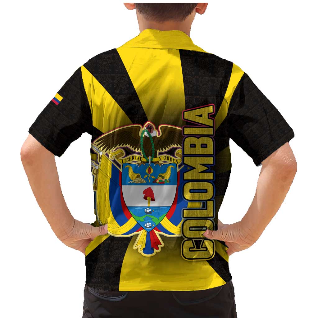 Colombia Heritage Family Matching Mermaid Dress and Hawaiian Shirt with Yellow Black Flag Map and City Street Art - Wonder Print Shop