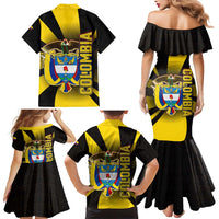 Colombia Heritage Family Matching Mermaid Dress and Hawaiian Shirt with Yellow Black Flag Map and City Street Art - Wonder Print Shop