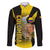 Colombia Heritage Family Matching Off The Shoulder Long Sleeve Dress and Hawaiian Shirt with Yellow Black Flag Map and City Street Art - Wonder Print Shop