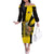 Colombia Heritage Family Matching Off The Shoulder Long Sleeve Dress and Hawaiian Shirt with Yellow Black Flag Map and City Street Art - Wonder Print Shop