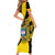 Colombia Heritage Family Matching Short Sleeve Bodycon Dress and Hawaiian Shirt with Yellow Black Flag Map and City Street Art - Wonder Print Shop