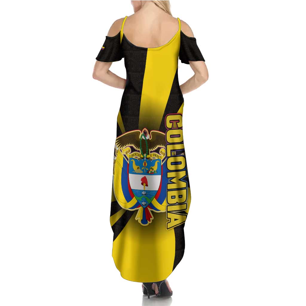 Colombia Heritage Family Matching Summer Maxi Dress and Hawaiian Shirt with Yellow Black Flag Map and City Street Art - Wonder Print Shop