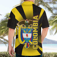 Colombia Heritage Hawaiian Shirt with Yellow Black Flag Map and City Street Art - Wonder Print Shop