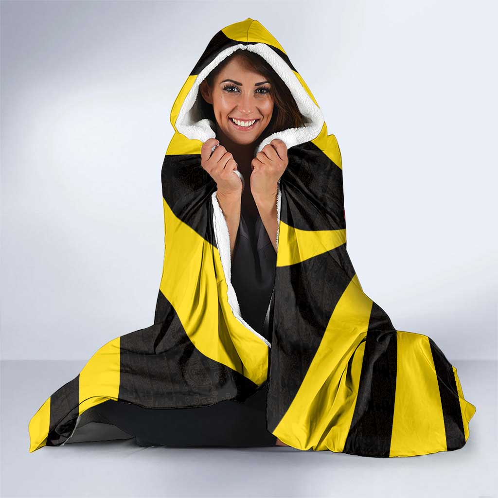 Colombia Heritage Hooded Blanket with Yellow Black Flag Map and City Street Art - Wonder Print Shop
