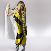Colombia Heritage Hooded Blanket with Yellow Black Flag Map and City Street Art - Wonder Print Shop