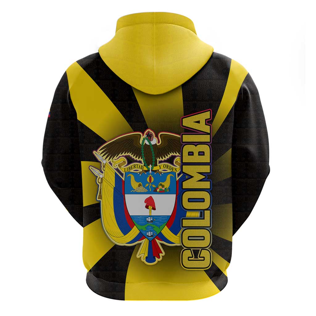 Colombia Heritage Hoodie with Yellow Black Flag Map and City Street Art - Wonder Print Shop
