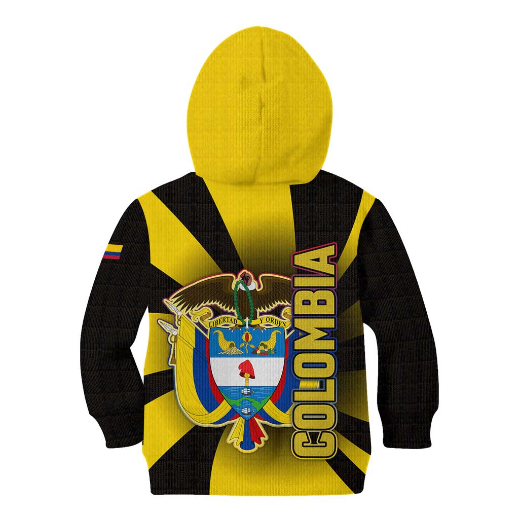 Colombia Heritage Kid Hoodie with Yellow Black Flag Map and City Street Art - Wonder Print Shop