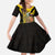 Colombia Heritage Kid Short Sleeve Dress with Yellow Black Flag Map and City Street Art - Wonder Print Shop