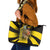 Colombia Heritage Leather Tote Bag with Yellow Black Flag Map and City Street Art - Wonder Print Shop