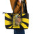 Colombia Heritage Leather Tote Bag with Yellow Black Flag Map and City Street Art - Wonder Print Shop