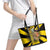 Colombia Heritage Leather Tote Bag with Yellow Black Flag Map and City Street Art - Wonder Print Shop