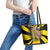 Colombia Heritage Leather Tote Bag with Yellow Black Flag Map and City Street Art - Wonder Print Shop