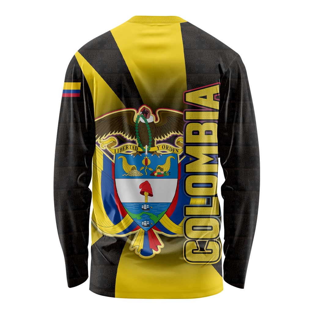 Colombia Heritage Long Sleeve Shirt with Yellow Black Flag Map and City Street Art - Wonder Print Shop