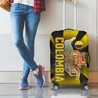 Colombia Heritage Luggage Cover with Yellow Black Flag Map and City Street Art - Wonder Print Shop
