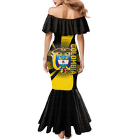 Colombia Heritage Mermaid Dress with Yellow Black Flag Map and City Street Art - Wonder Print Shop