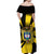 Colombia Heritage Off Shoulder Maxi Dress with Yellow Black Flag Map and City Street Art - Wonder Print Shop