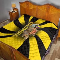 Colombia Heritage Quilt with Yellow Black Flag Map and City Street Art - Wonder Print Shop