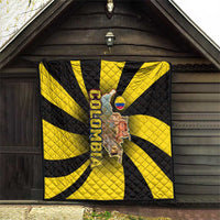 Colombia Heritage Quilt with Yellow Black Flag Map and City Street Art - Wonder Print Shop