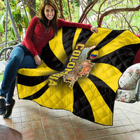 Colombia Heritage Quilt with Yellow Black Flag Map and City Street Art - Wonder Print Shop