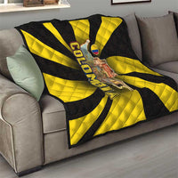 Colombia Heritage Quilt with Yellow Black Flag Map and City Street Art - Wonder Print Shop