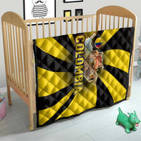 Colombia Heritage Quilt with Yellow Black Flag Map and City Street Art - Wonder Print Shop