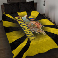 Colombia Heritage Quilt Bed Set with Yellow Black Flag Map and City Street Art - Wonder Print Shop