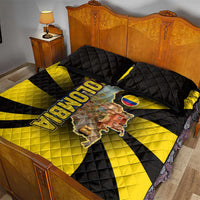 Colombia Heritage Quilt Bed Set with Yellow Black Flag Map and City Street Art - Wonder Print Shop