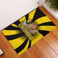 Colombia Heritage Rubber Doormat with Yellow Black Flag Map and City Street Art - Wonder Print Shop