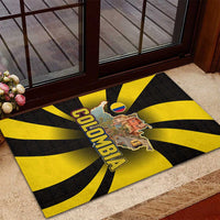 Colombia Heritage Rubber Doormat with Yellow Black Flag Map and City Street Art - Wonder Print Shop