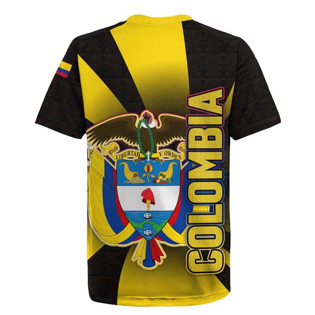 Colombia Heritage Rugby Jersey with Yellow Black Flag Map and City Street Art - Wonder Print Shop