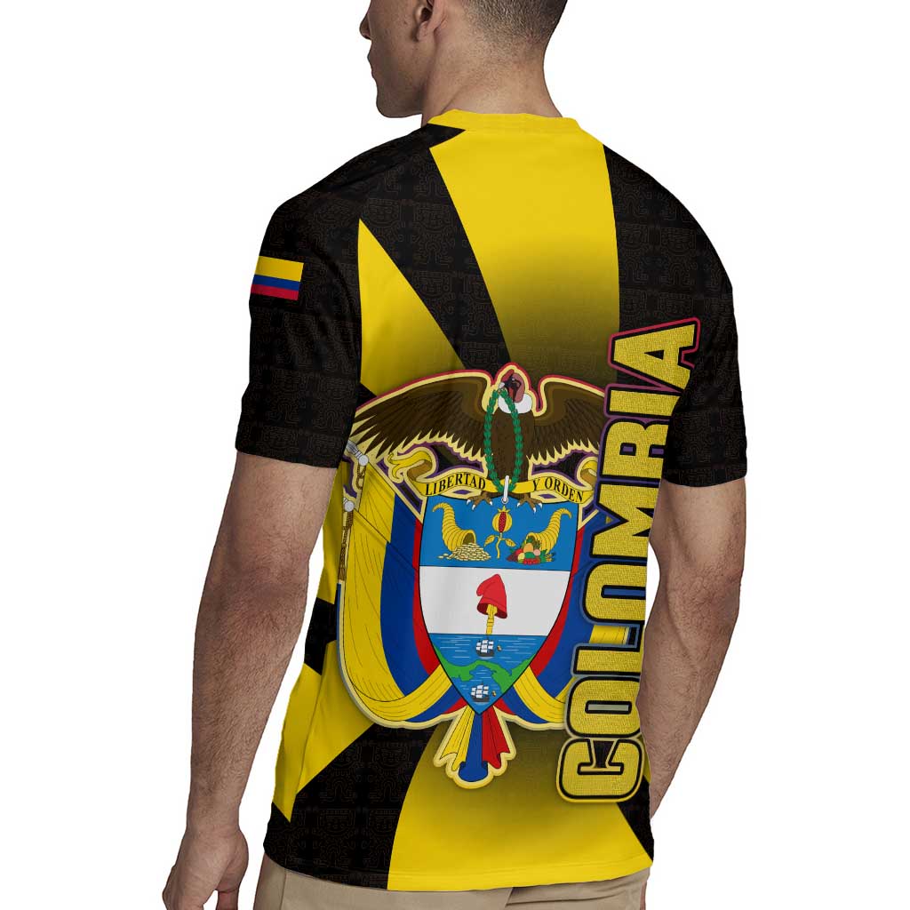 Colombia Heritage Rugby Jersey with Yellow Black Flag Map and City Street Art - Wonder Print Shop