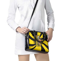Colombia Heritage Shoulder Handbag with Yellow Black Flag Map and City Street Art - Wonder Print Shop