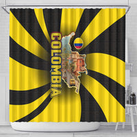 Colombia Heritage Shower Curtain with Yellow Black Flag Map and City Street Art - Wonder Print Shop