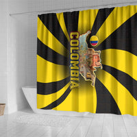 Colombia Heritage Shower Curtain with Yellow Black Flag Map and City Street Art - Wonder Print Shop