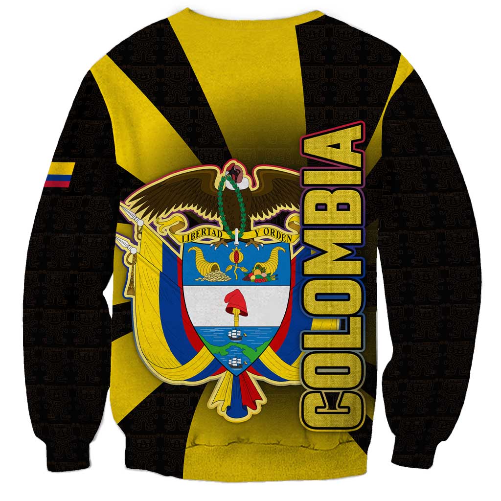 Colombia Heritage Sweatshirt with Yellow Black Flag Map and City Street Art - Wonder Print Shop