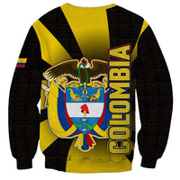 Colombia Heritage Sweatshirt with Yellow Black Flag Map and City Street Art - Wonder Print Shop
