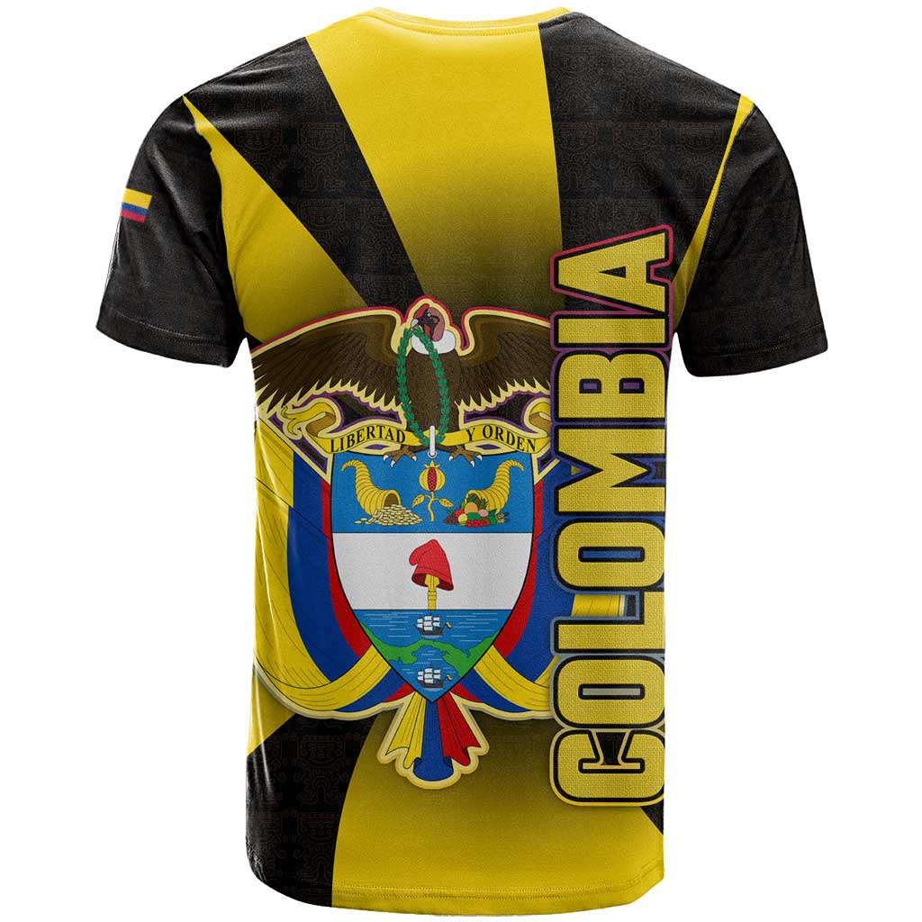 Colombia Heritage T Shirt with Yellow Black Flag Map and City Street Art - Wonder Print Shop