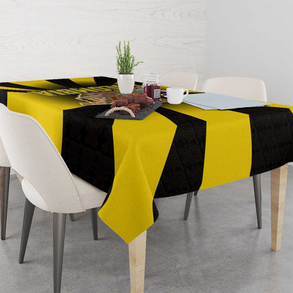 Colombia Heritage Tablecloth with Yellow Black Flag Map and City Street Art - Wonder Print Shop