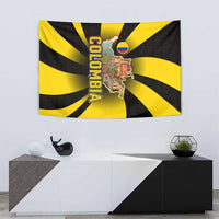 Colombia Heritage Tapestry with Yellow Black Flag Map and City Street Art - Wonder Print Shop