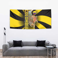 Colombia Heritage Tapestry with Yellow Black Flag Map and City Street Art - Wonder Print Shop