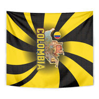 Colombia Heritage Tapestry with Yellow Black Flag Map and City Street Art - Wonder Print Shop