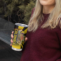 Colombia Heritage Tumbler Cup with Yellow Black Flag Map and City Street Art - Wonder Print Shop