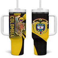 Colombia Heritage Tumbler With Handle with Yellow Black Flag Map and City Street Art - Wonder Print Shop