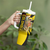 Colombia Heritage Tumbler With Handle with Yellow Black Flag Map and City Street Art - Wonder Print Shop