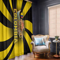Colombia Heritage Window Curtain with Yellow Black Flag Map and City Street Art - Wonder Print Shop