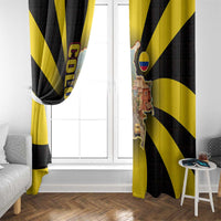 Colombia Heritage Window Curtain with Yellow Black Flag Map and City Street Art - Wonder Print Shop